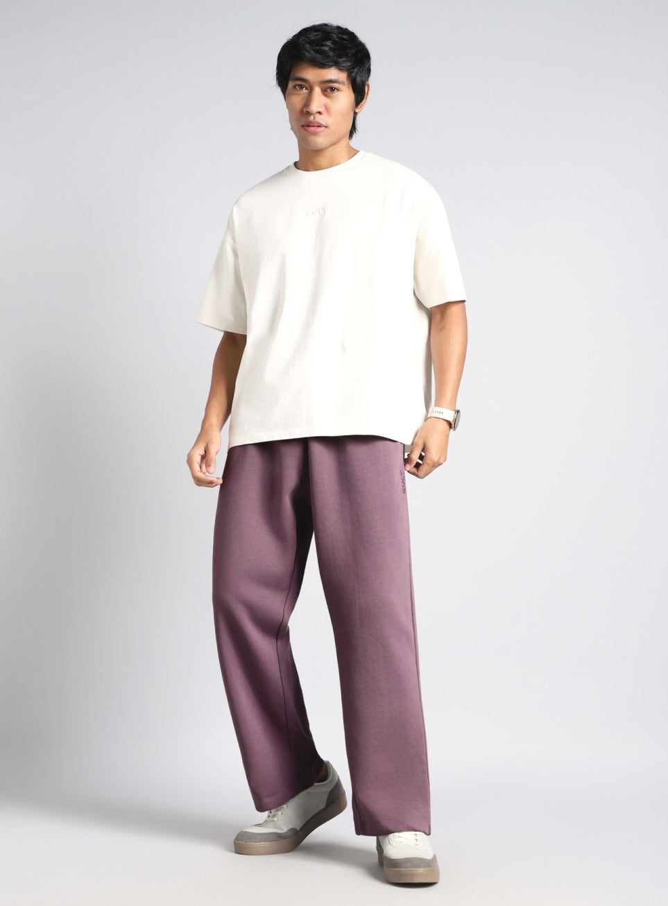 Men's Purple Luxe Fleece Relaxed Fit Trackpants