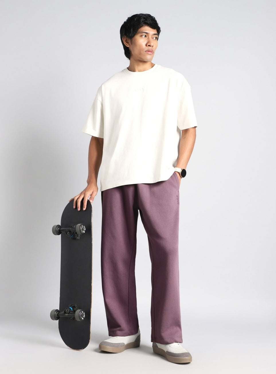 Men's Purple Luxe Fleece Relaxed Fit Trackpants