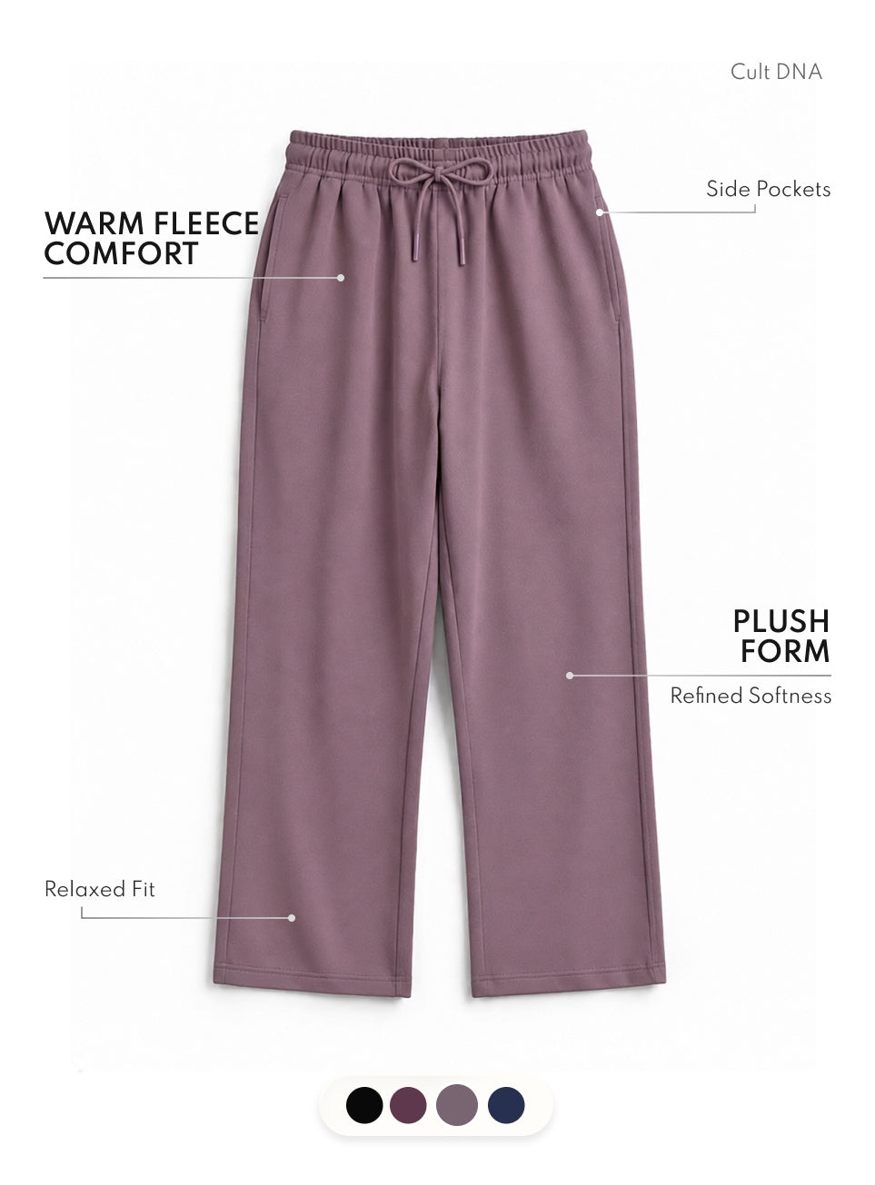 Men's Purple Luxe Fleece Relaxed Fit Trackpants