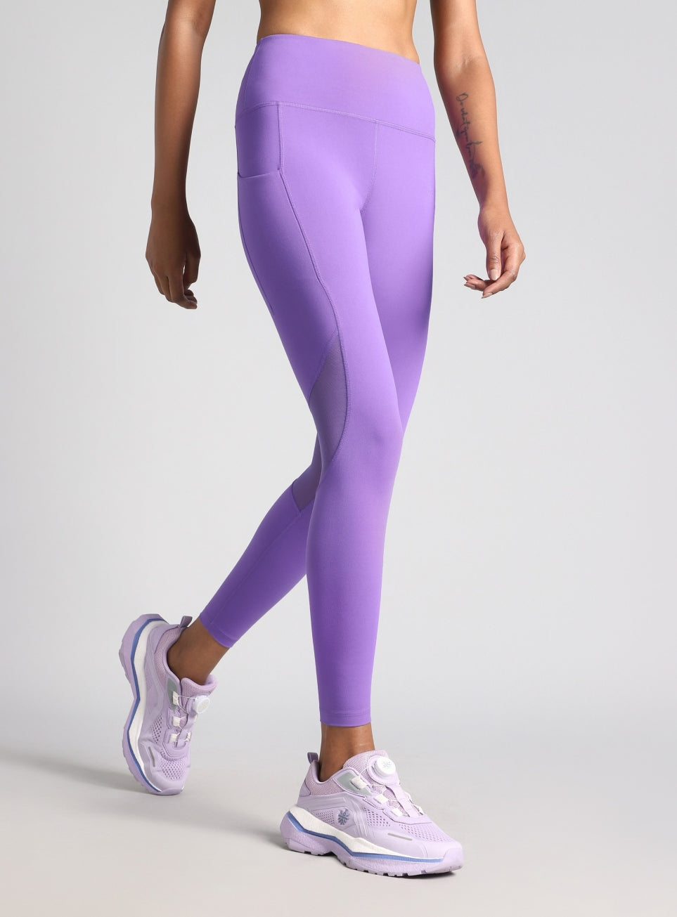 Women's Purple Mesh Motion Pro Running Tights