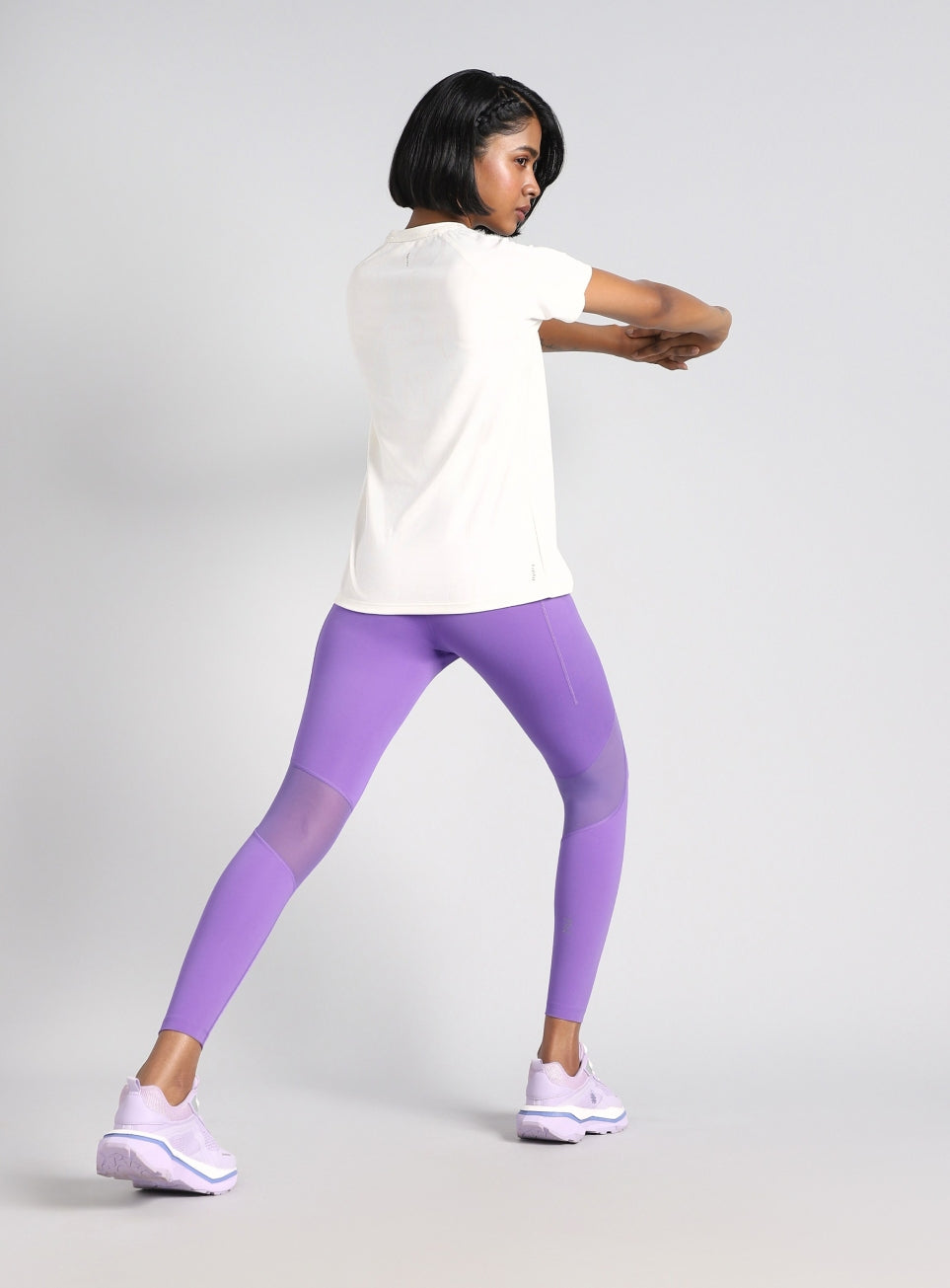 Women's Purple Mesh Motion Pro Running Tights