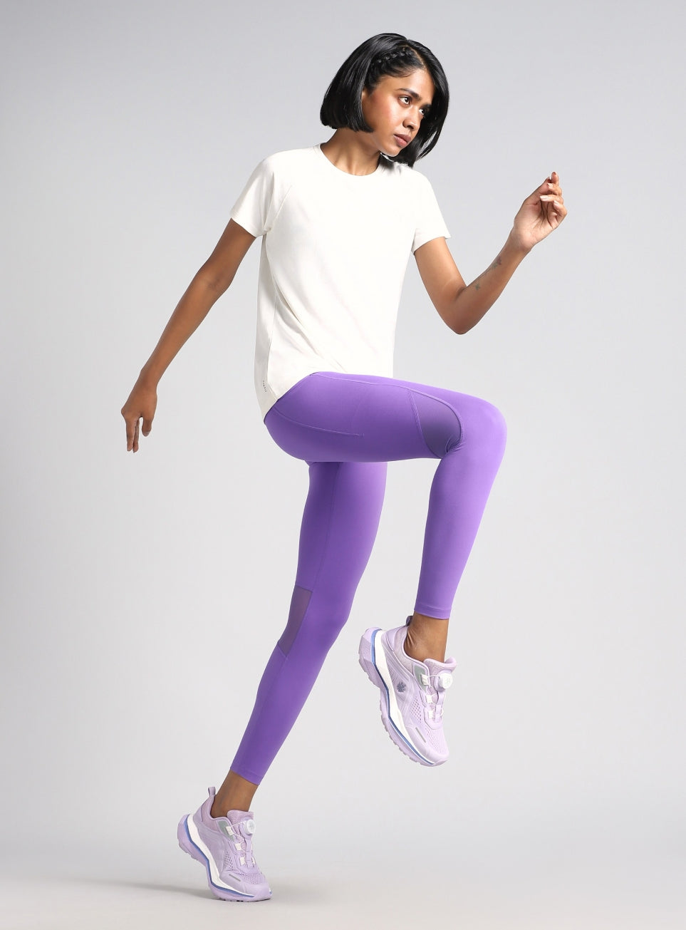 Women's Purple Mesh Motion Pro Running Tights