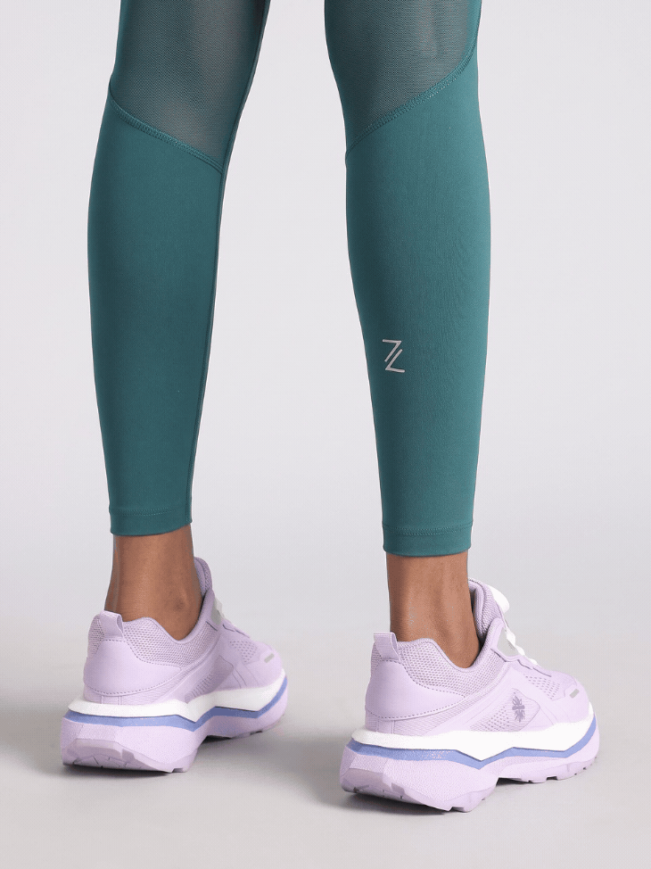 Women's Green Mesh Motion Pro Running Tights