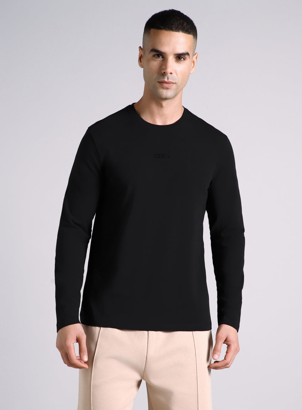 Men's Black Essential Regular Fit Full Sleeve T-shirt