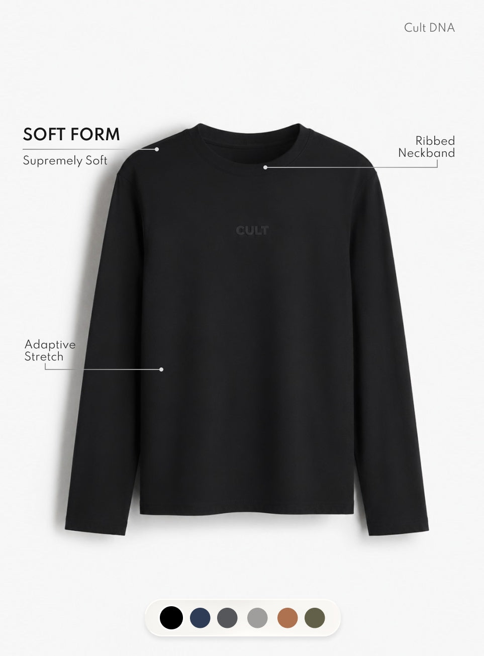 Men's Black Essential Regular Fit Full Sleeve T-shirt