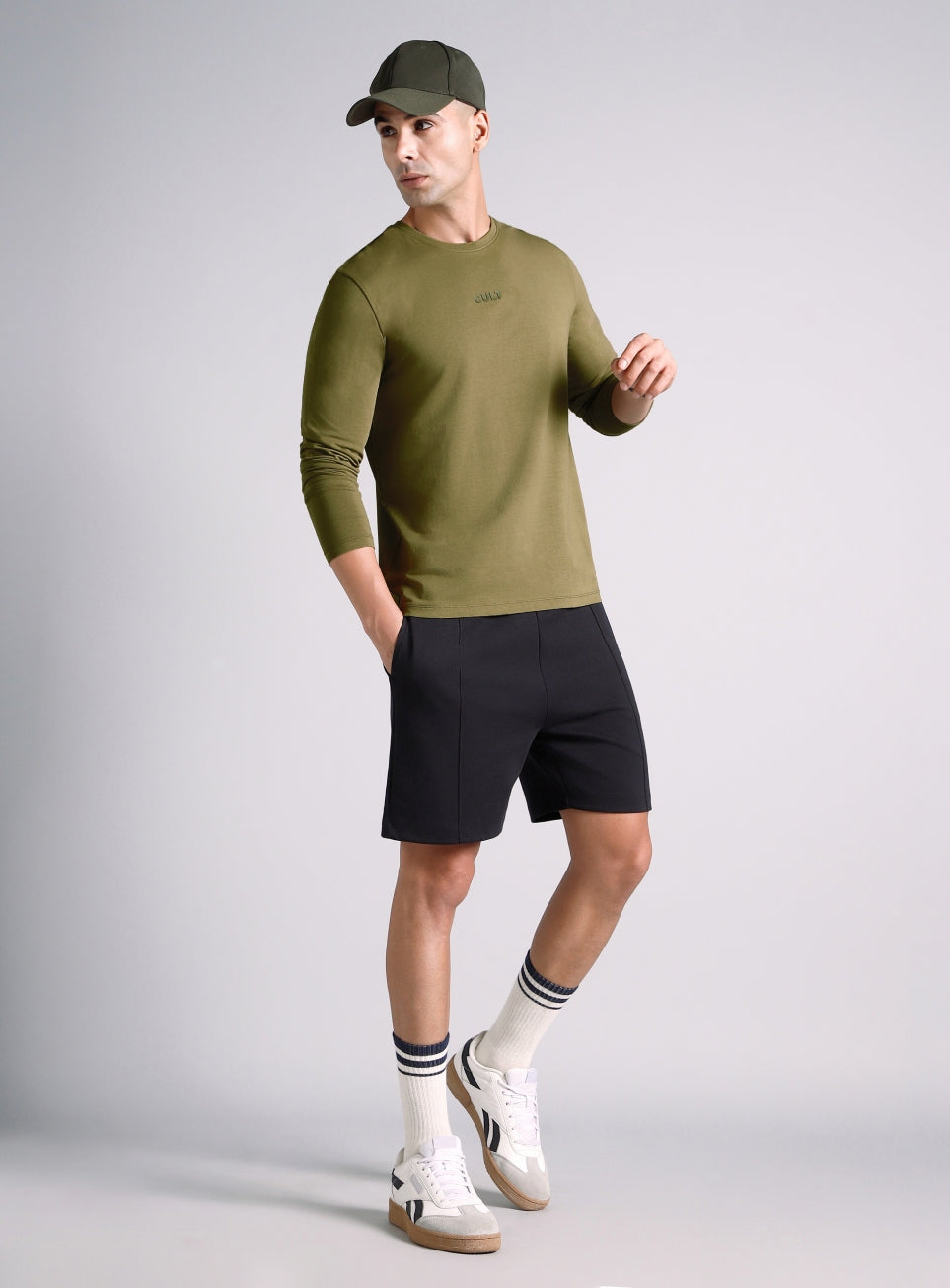 Men's Olive Essential Regular Fit Full Sleeve T-shirt