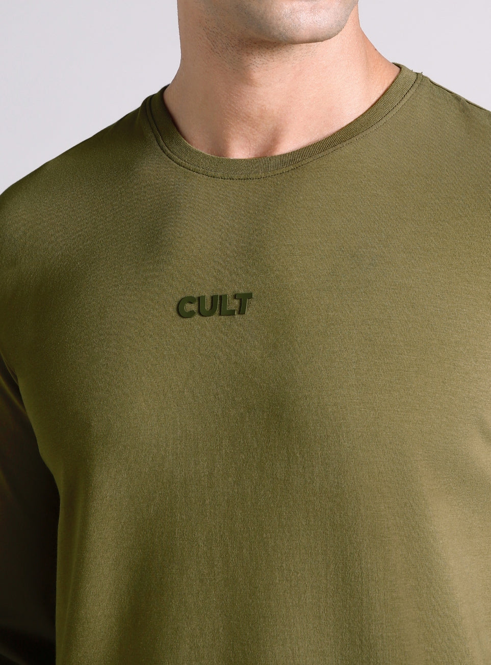 Men's Olive Essential Regular Fit Full Sleeve T-shirt