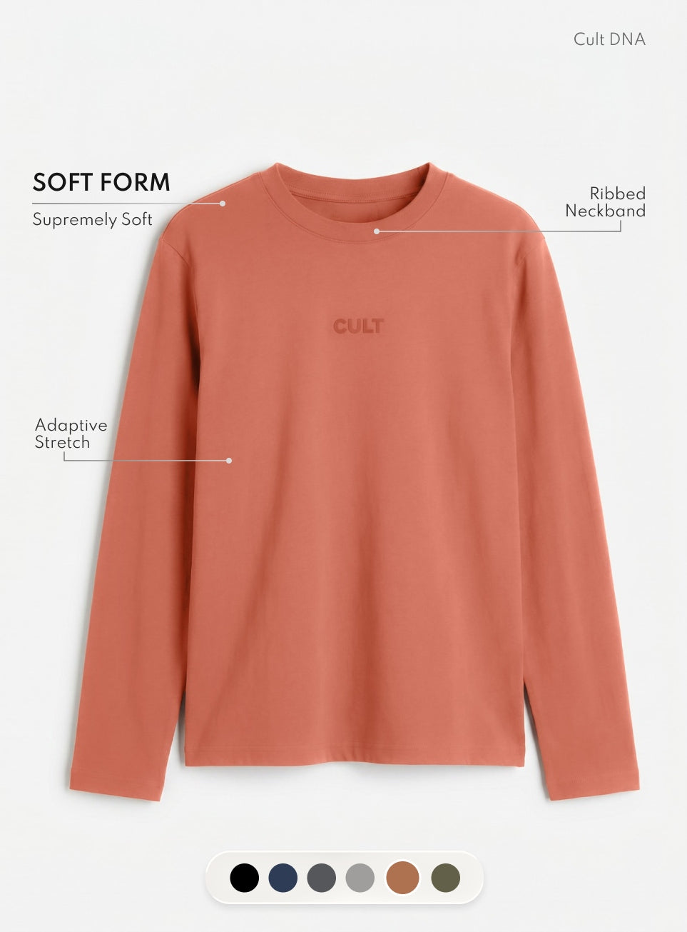 Men's Rust Essential Regular Fit Full Sleeve T-shirt