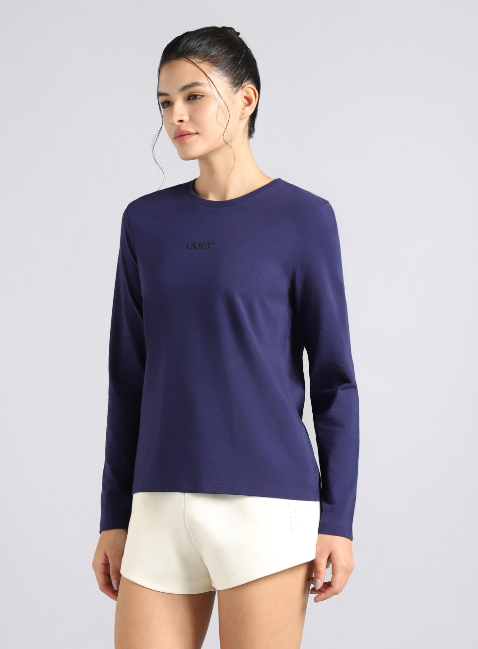 Women's Navy Soft Form Classic Full Sleeves T-Shirt