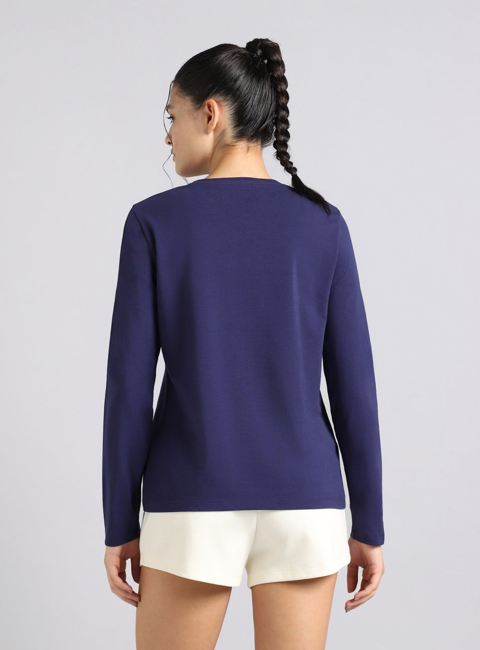 Women's Navy Soft Form Classic Full Sleeves T-Shirt