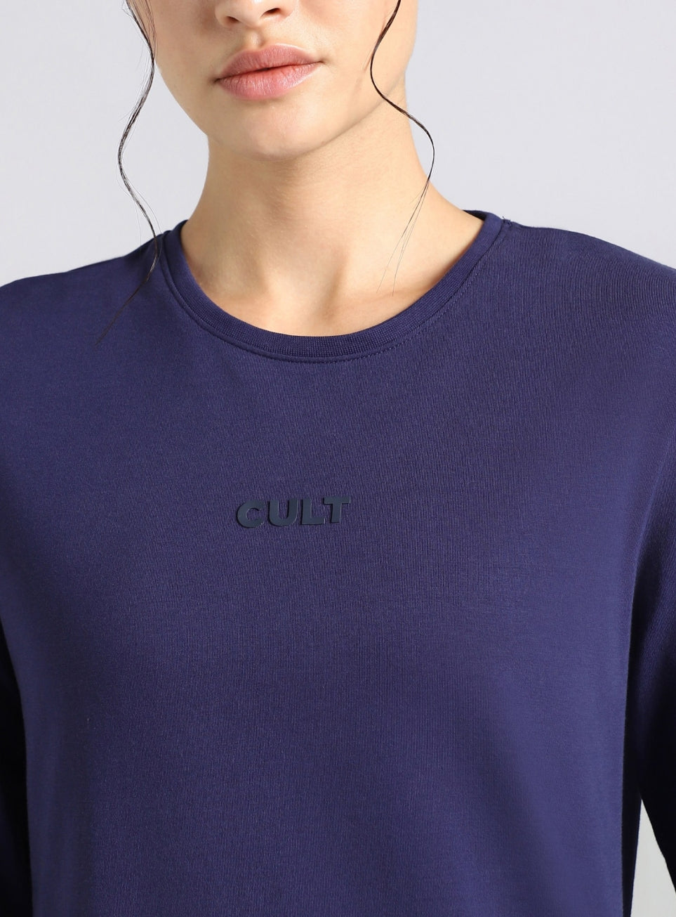 Women's Navy Soft Form Classic Full Sleeves T-Shirt