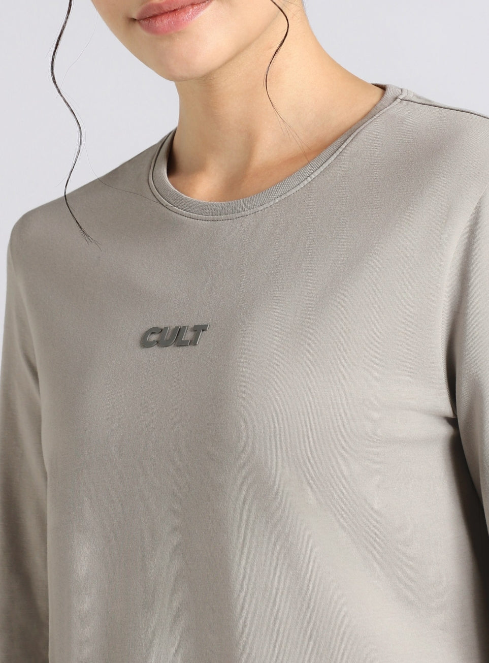 Women's Grey Soft Form Classic Full Sleeves T-Shirt