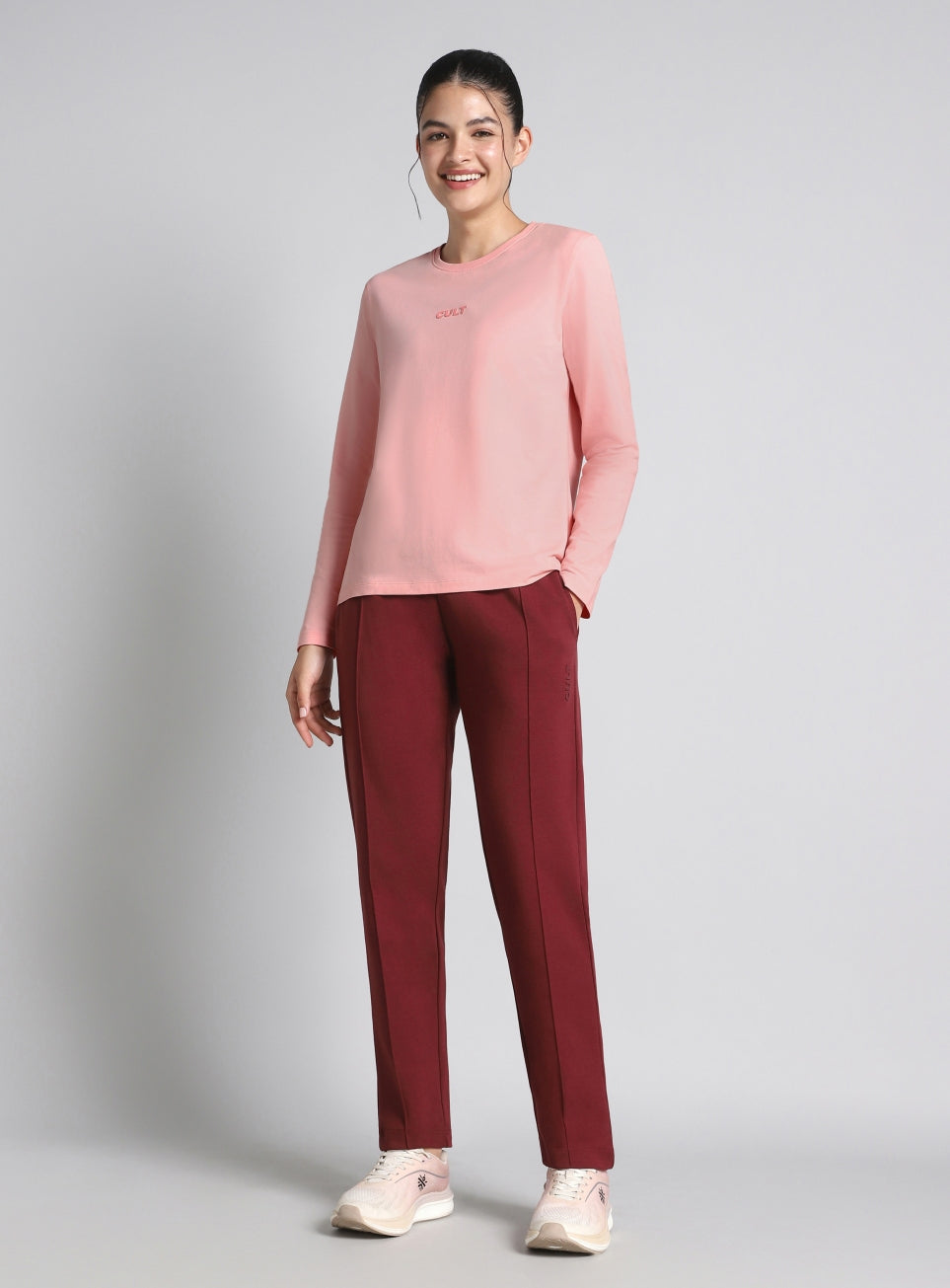 Women's Pink Soft Form Classic Full Sleeves T-shirt