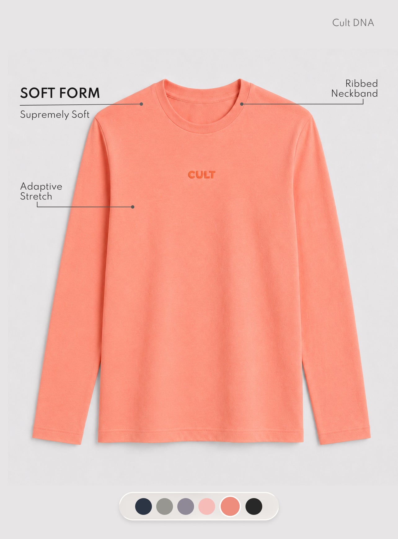 Women's Coral Soft Form Classic Full Sleeves T-shirt