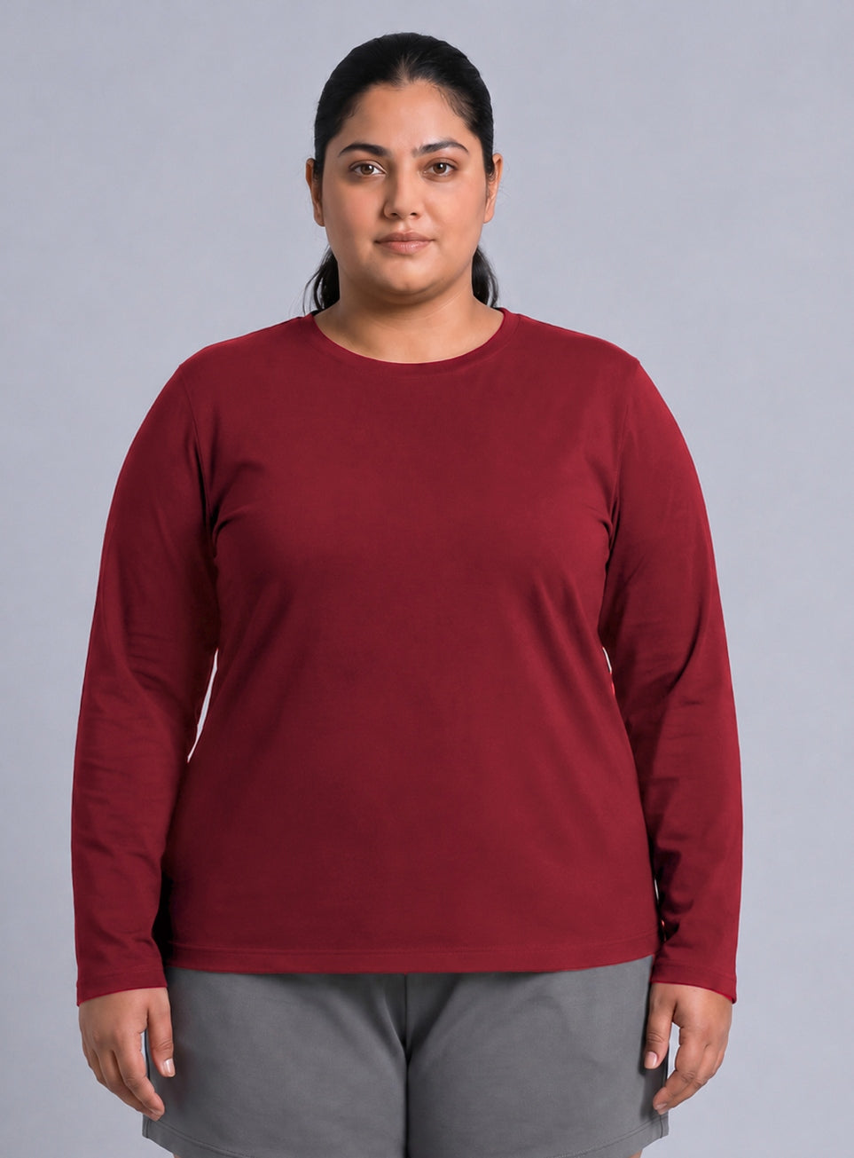 Women's Red Full sleeve Plus Size T-shirt
