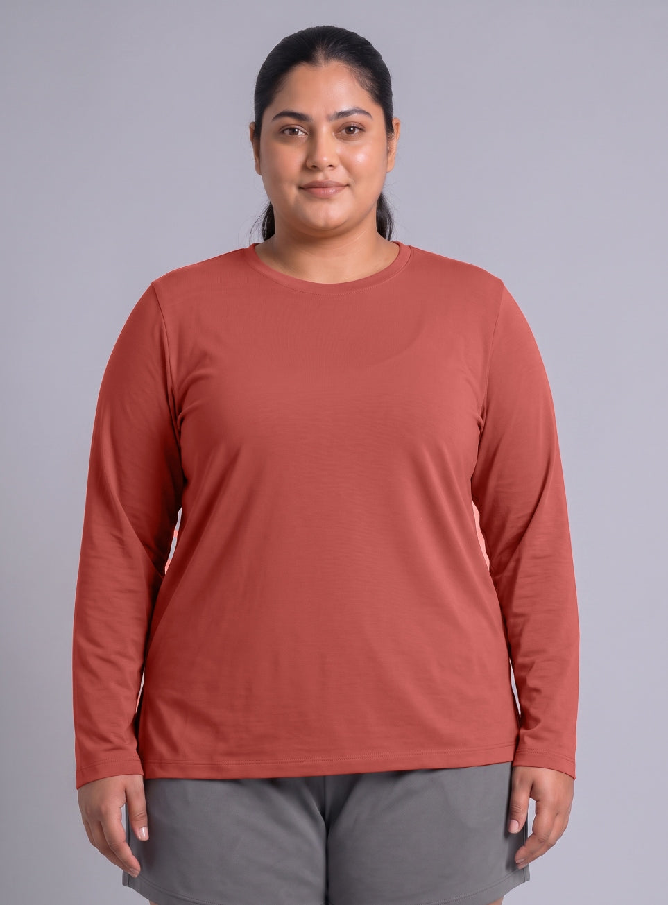 Women's Rust Full sleeve Plus Size T-shirt