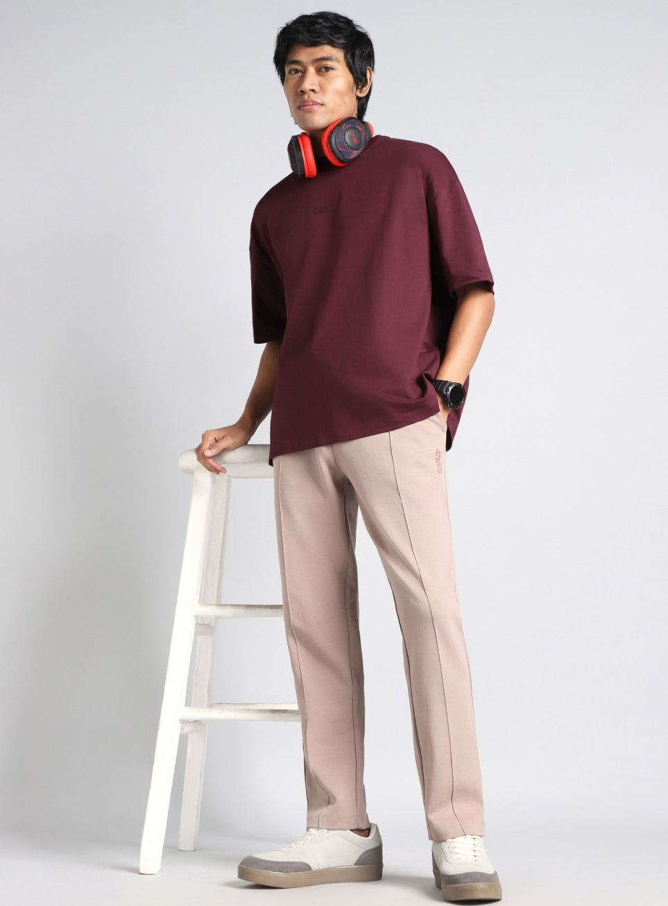 Men's Maroon Soft Form Oversized T-shirt
