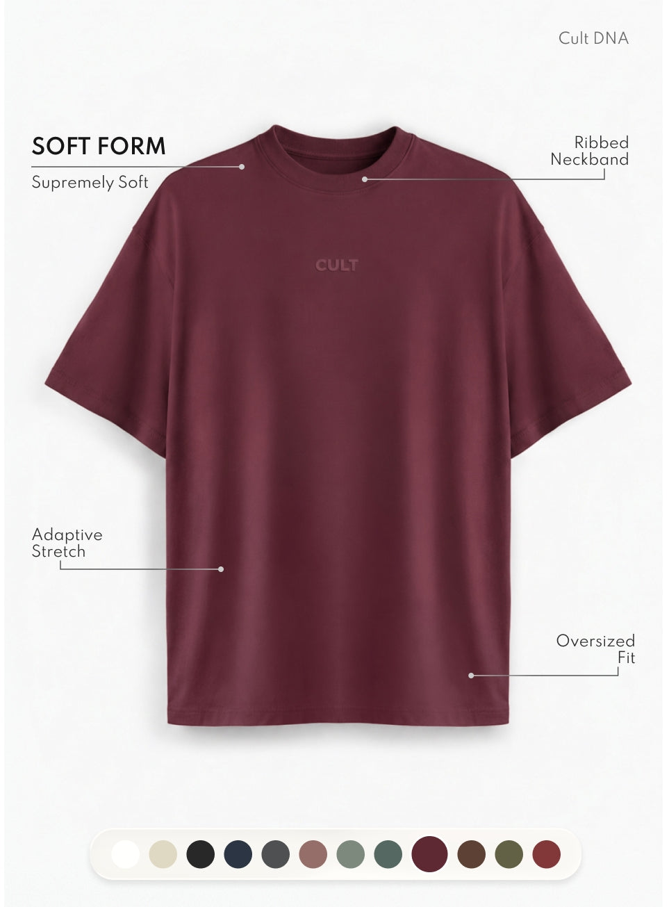 Men's Maroon Soft Form Oversized T-shirt