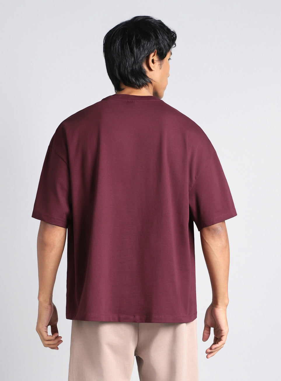 Men's Maroon Soft Form Oversized T-shirt