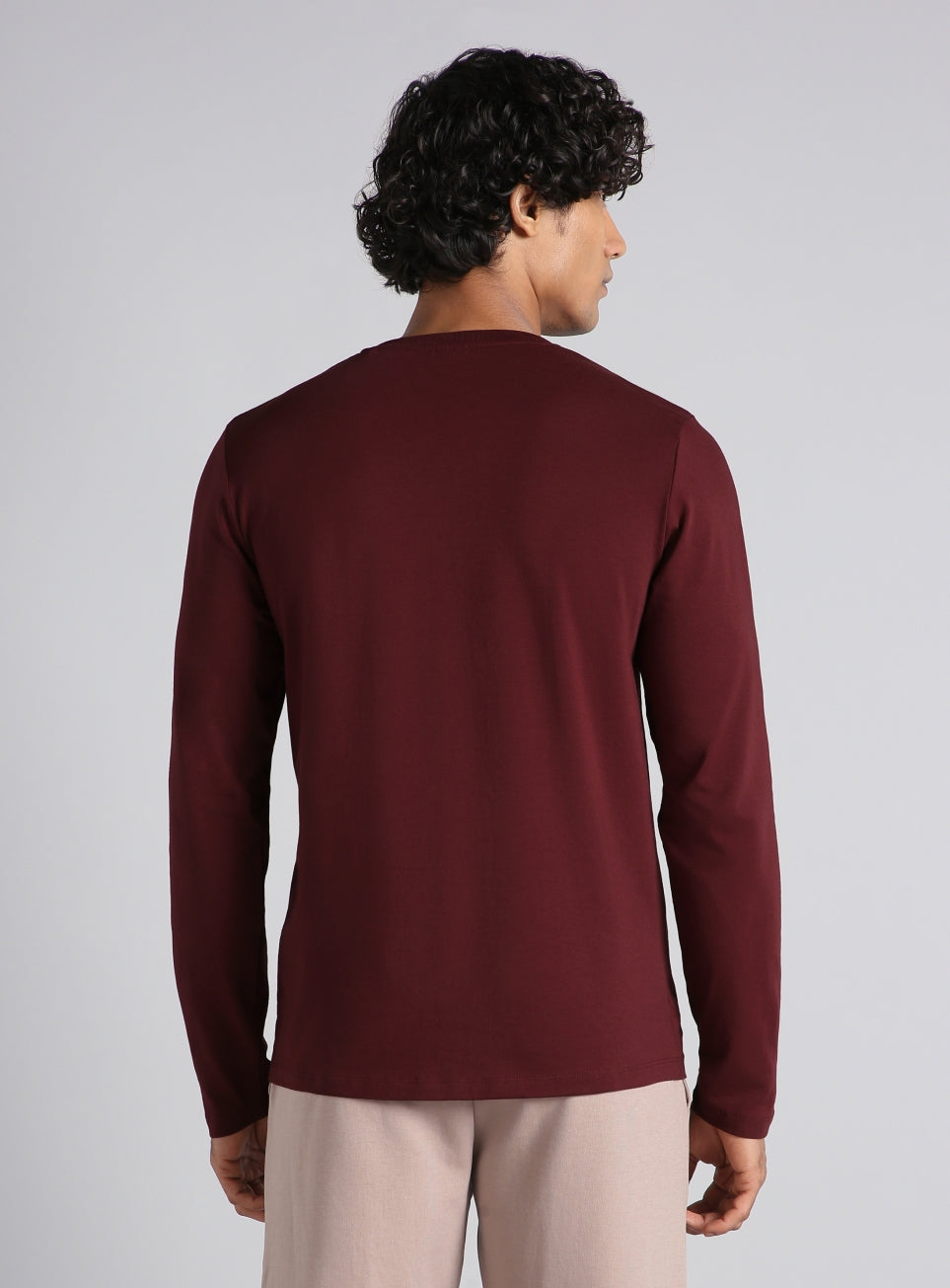 Men's Maroon Soft Form Full Sleeve Henley T-shirt