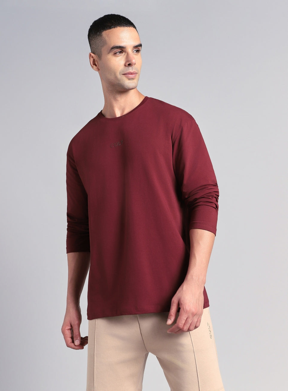 Men's Maroon Soft Form Full Sleeve Comfort T-shirt
