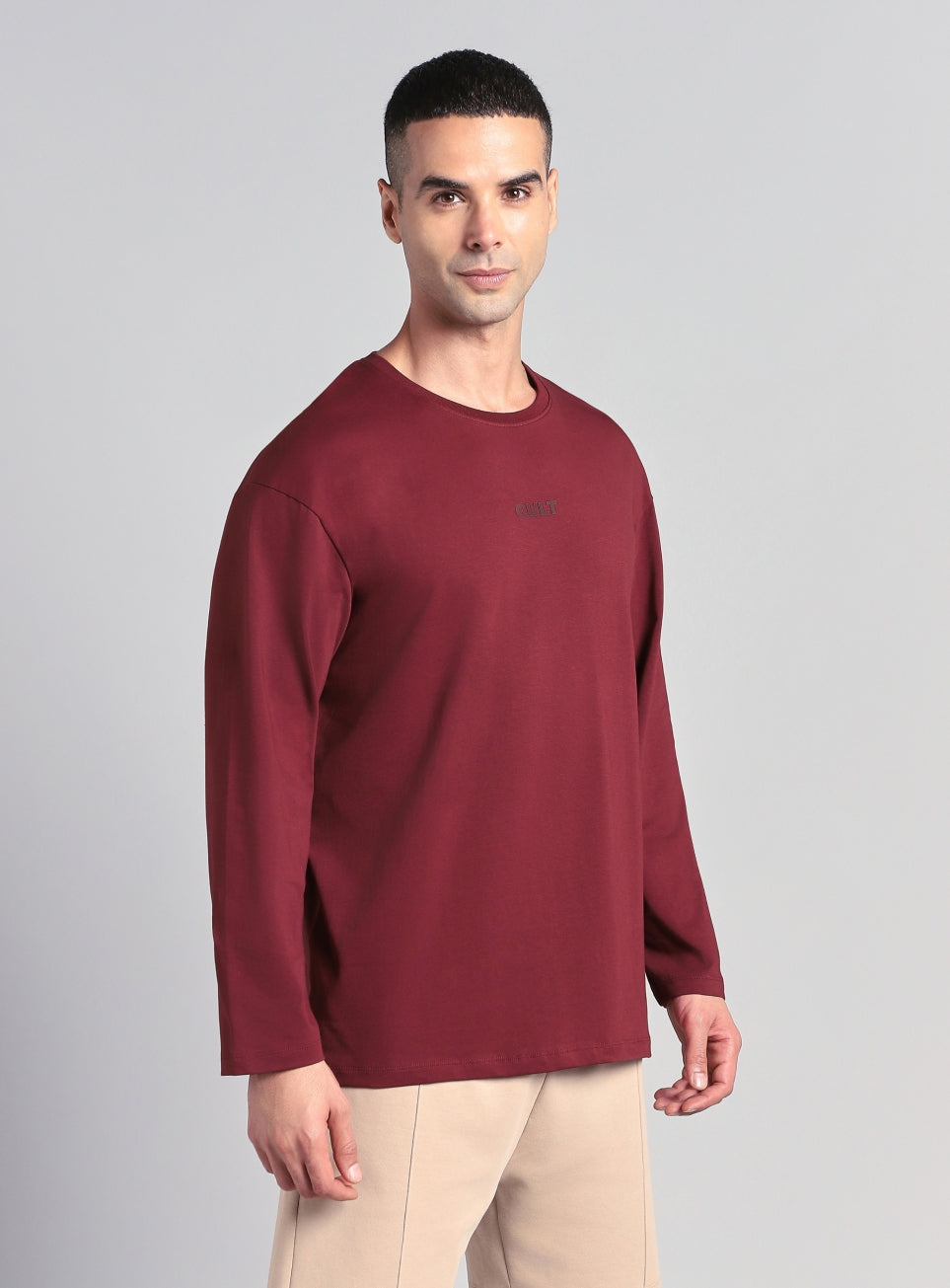 Men's Maroon Soft Form Full Sleeve Comfort T-shirt