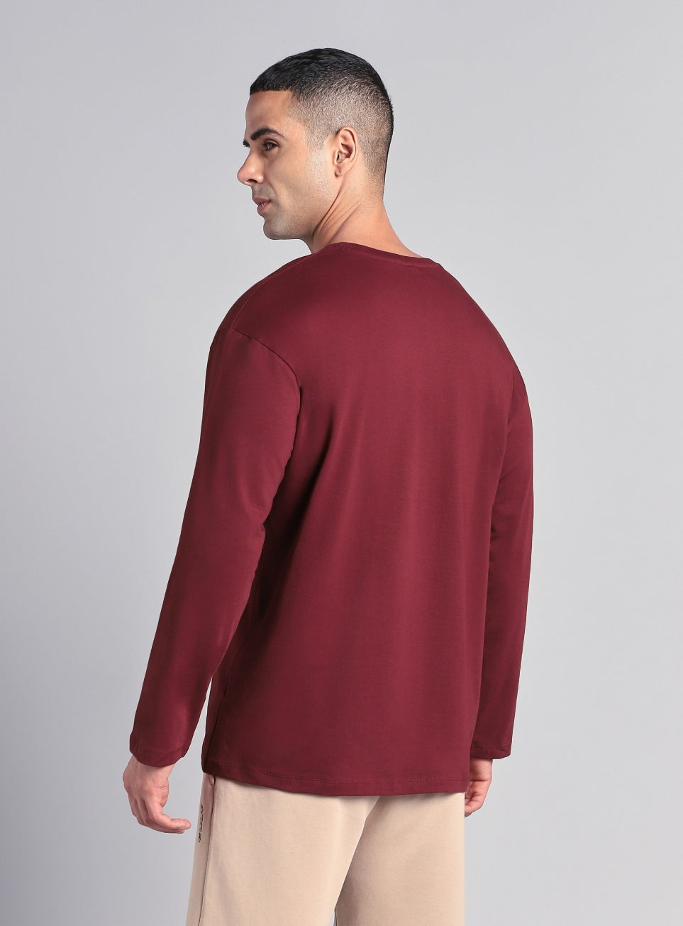 Men's Maroon Soft Form Full Sleeve Comfort T-shirt