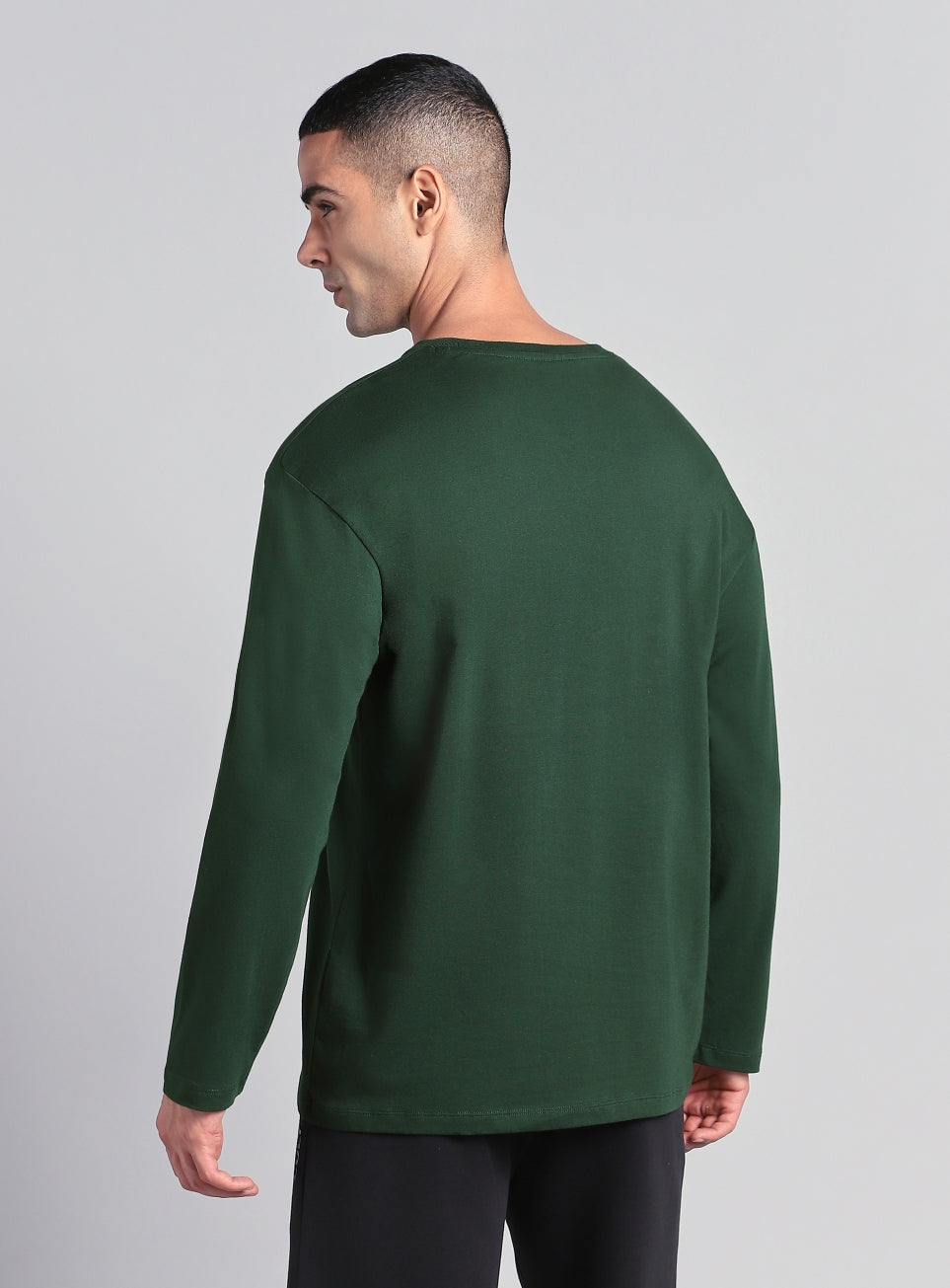 Men's Green Soft Form Full Sleeve Comfort T-shirt