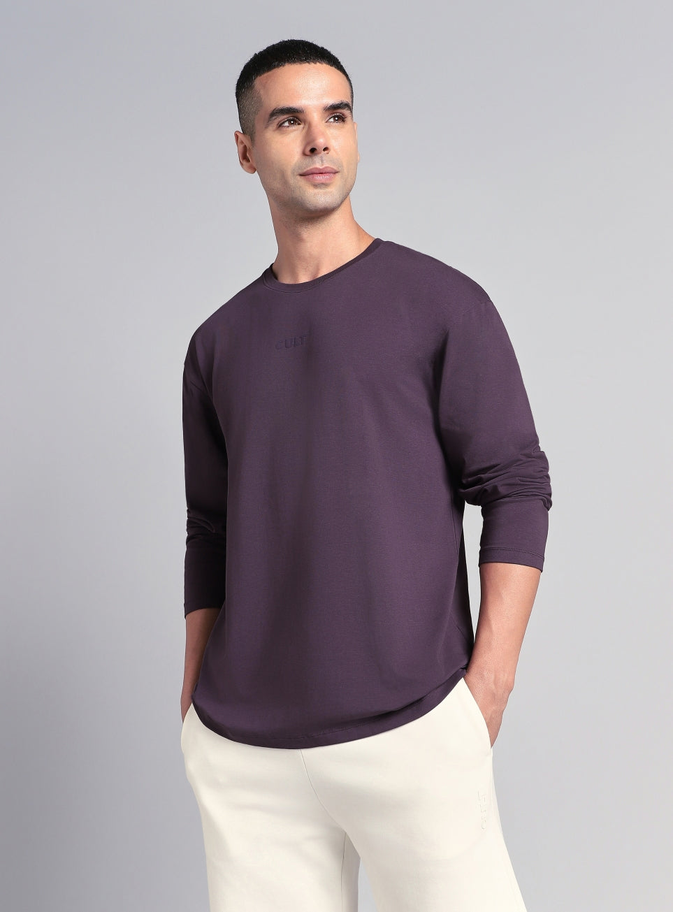 Men's Wine Soft Form Full Sleeve Comfort T-shirt
