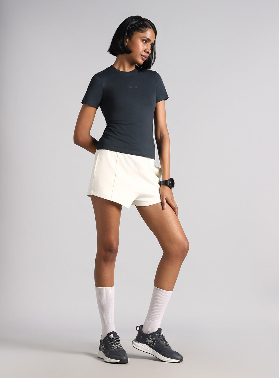 Women's Dark Grey Soft Form Snug T-shirt