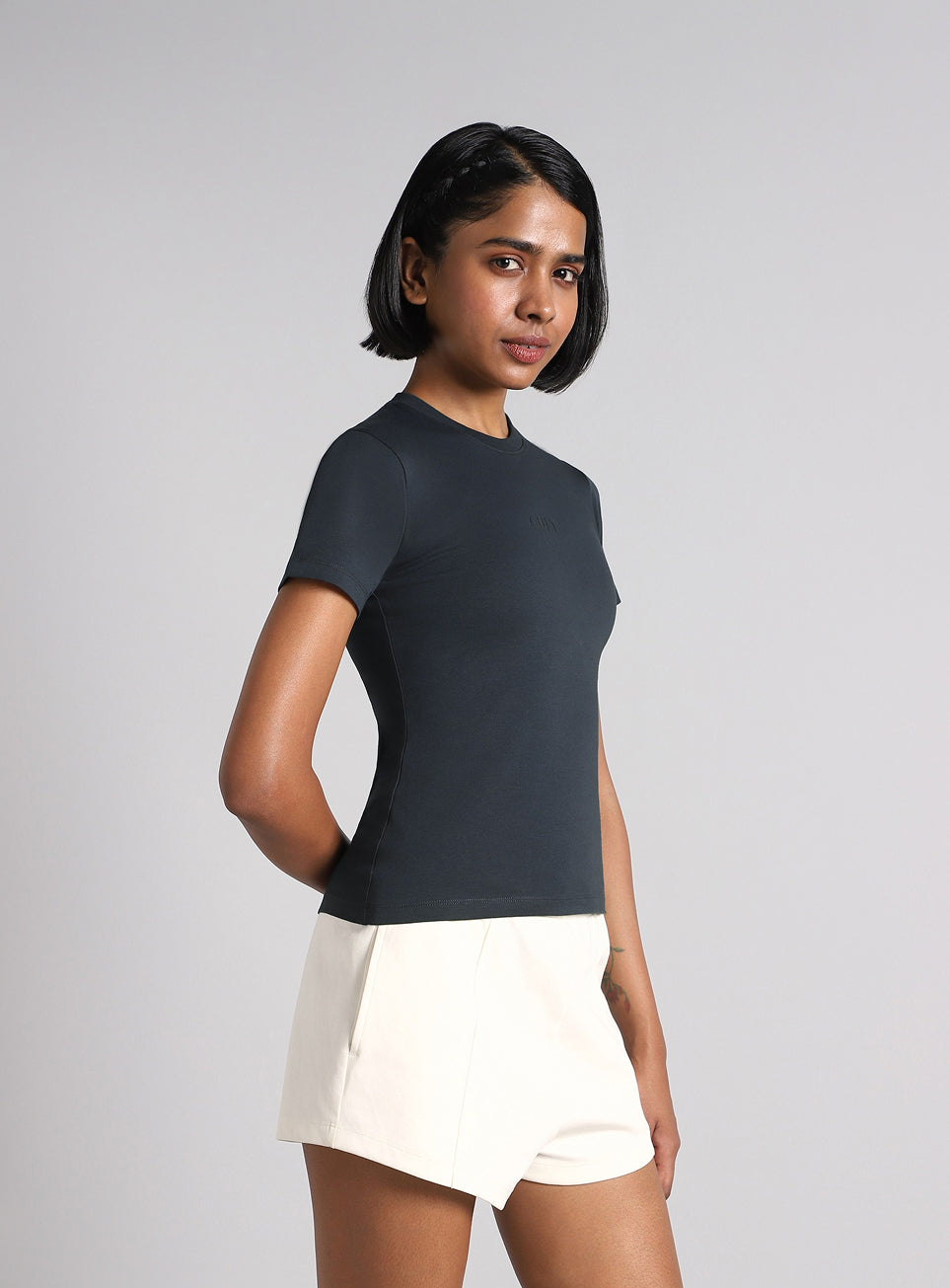 Women's Dark Grey Soft Form Snug T-shirt
