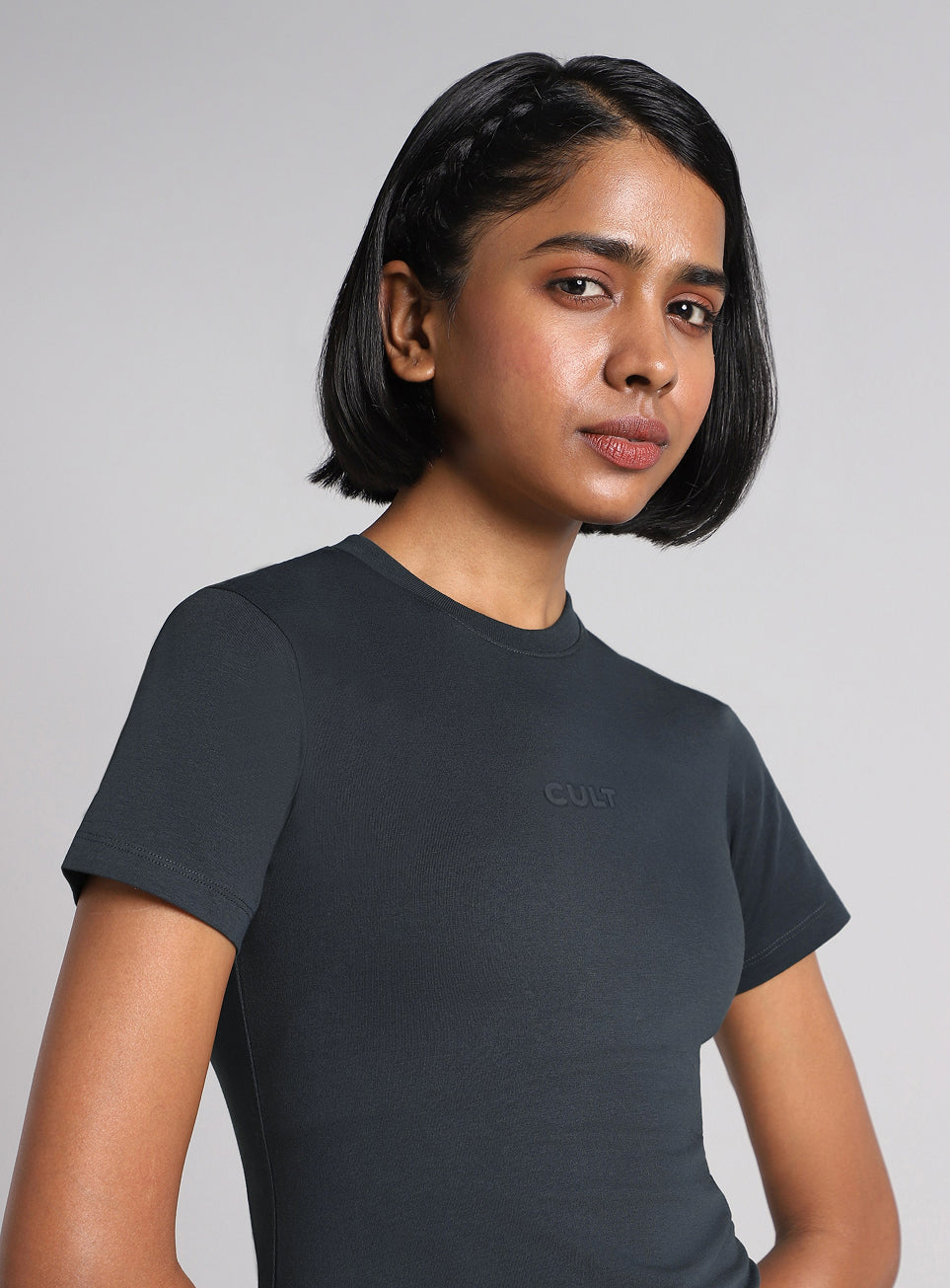 Women's Dark Grey Soft Form Snug T-shirt