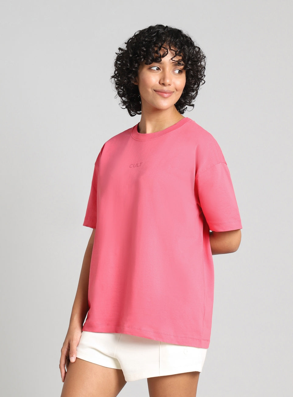 Women's Pink Soft Form Oversized Comfort T-shirt