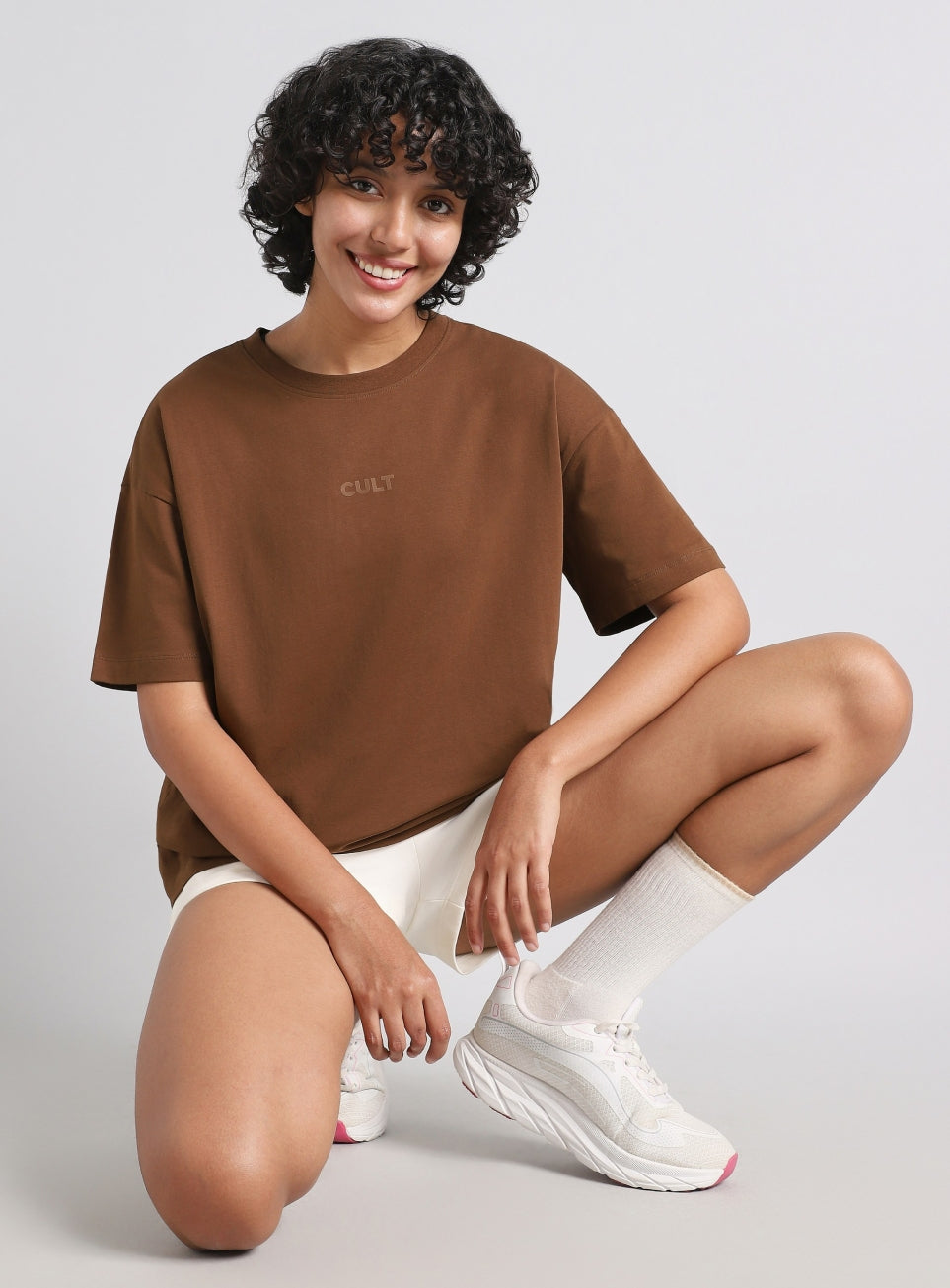 Women's Brown Soft Form Oversized Comfort T-shirt