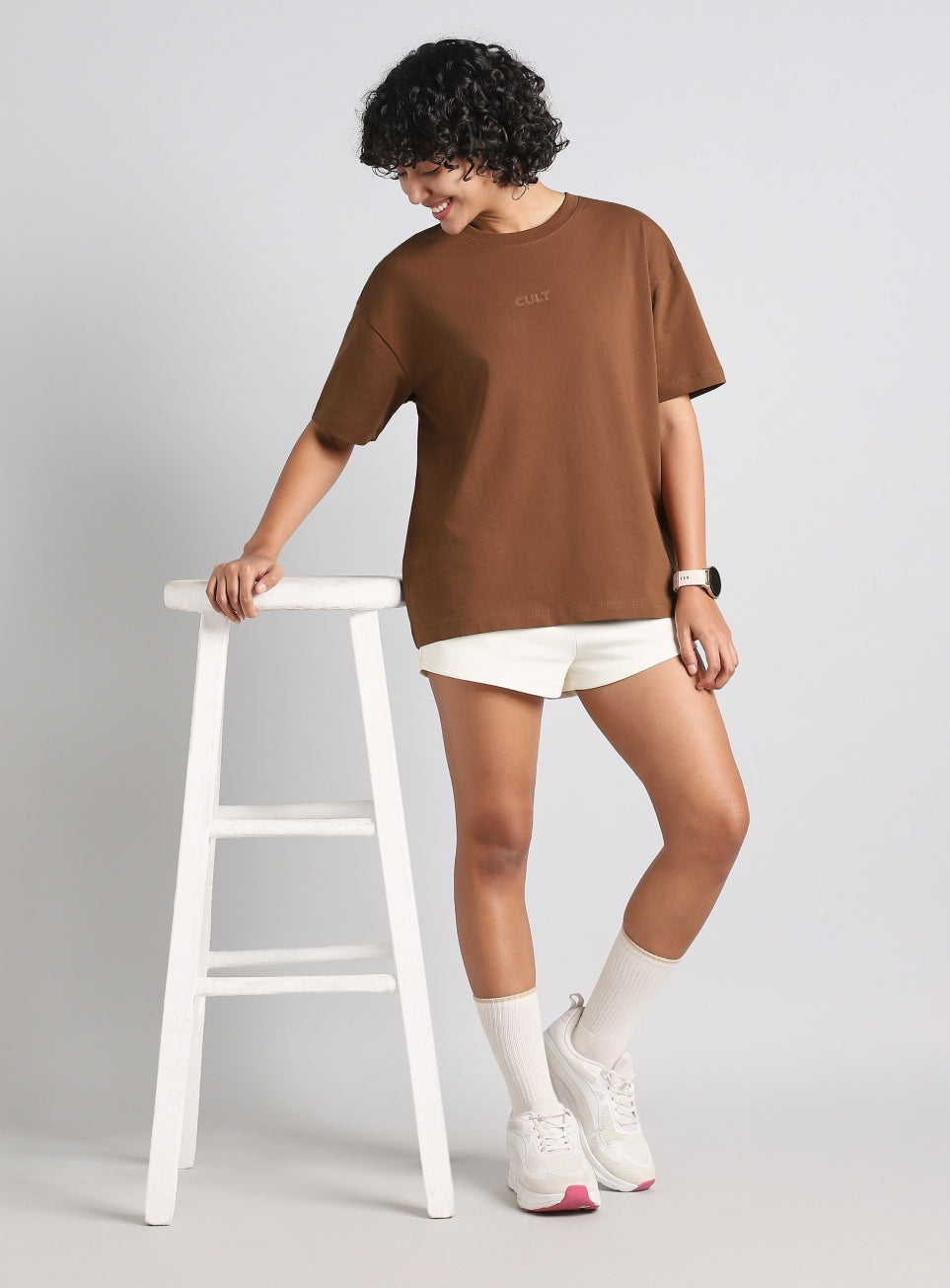 Women's Brown Soft Form Oversized Comfort T-shirt