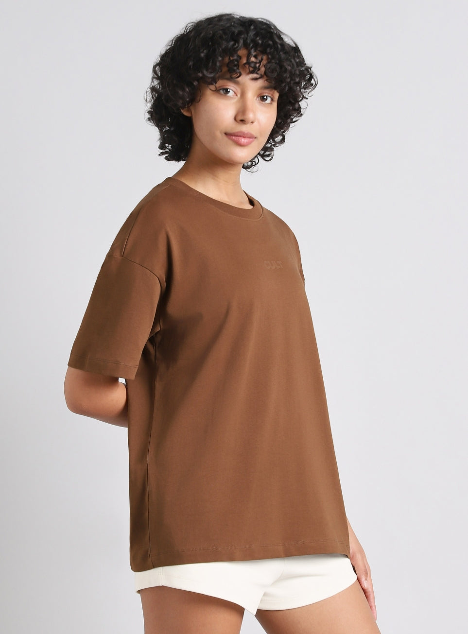 Women's Brown Soft Form Oversized Comfort T-shirt
