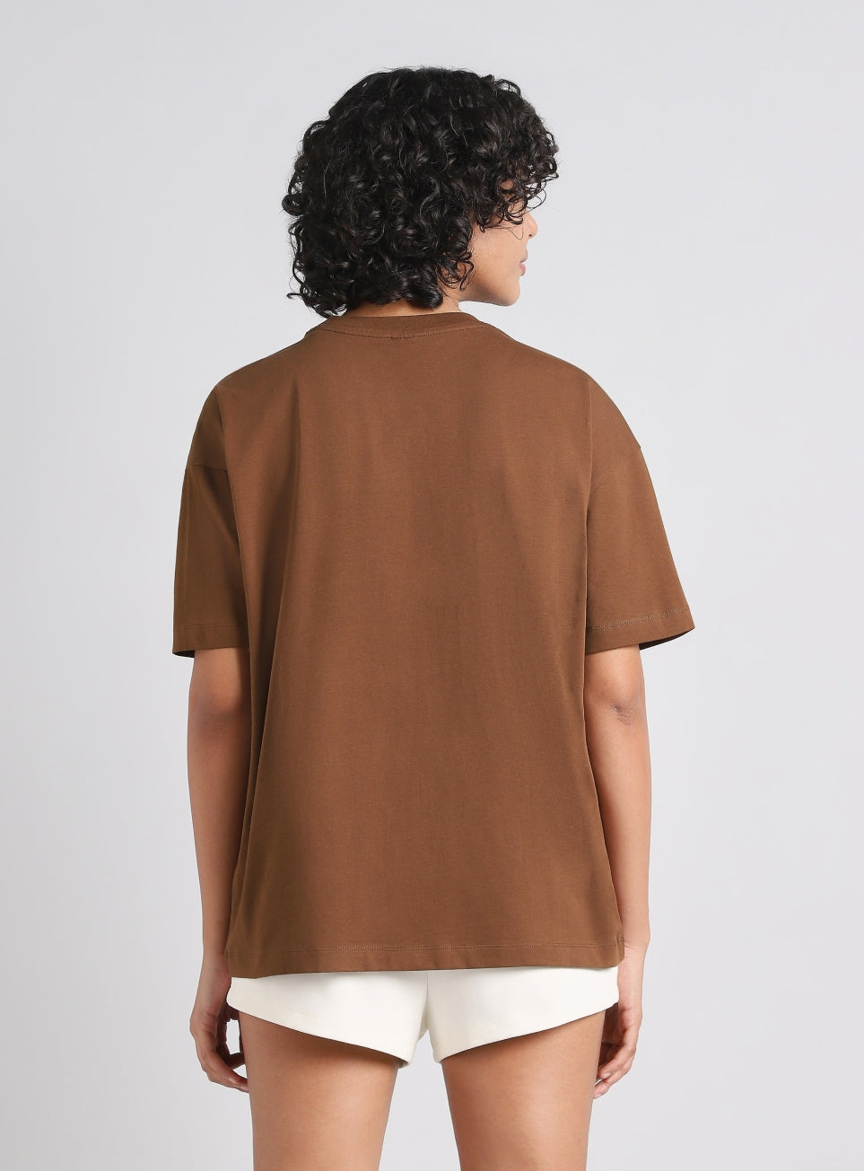 Women's Brown Soft Form Oversized Comfort T-shirt