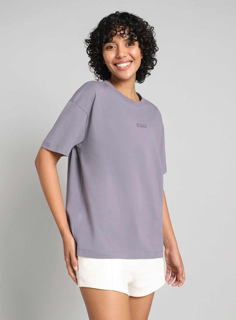 Women's Dark Grey Soft Form Oversized Comfort T-shirt