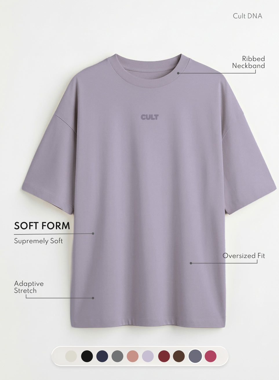 Women's Dark Grey Soft Form Oversized Comfort T-shirt