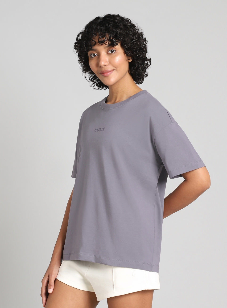 Women's Dark Grey Soft Form Oversized Comfort T-shirt