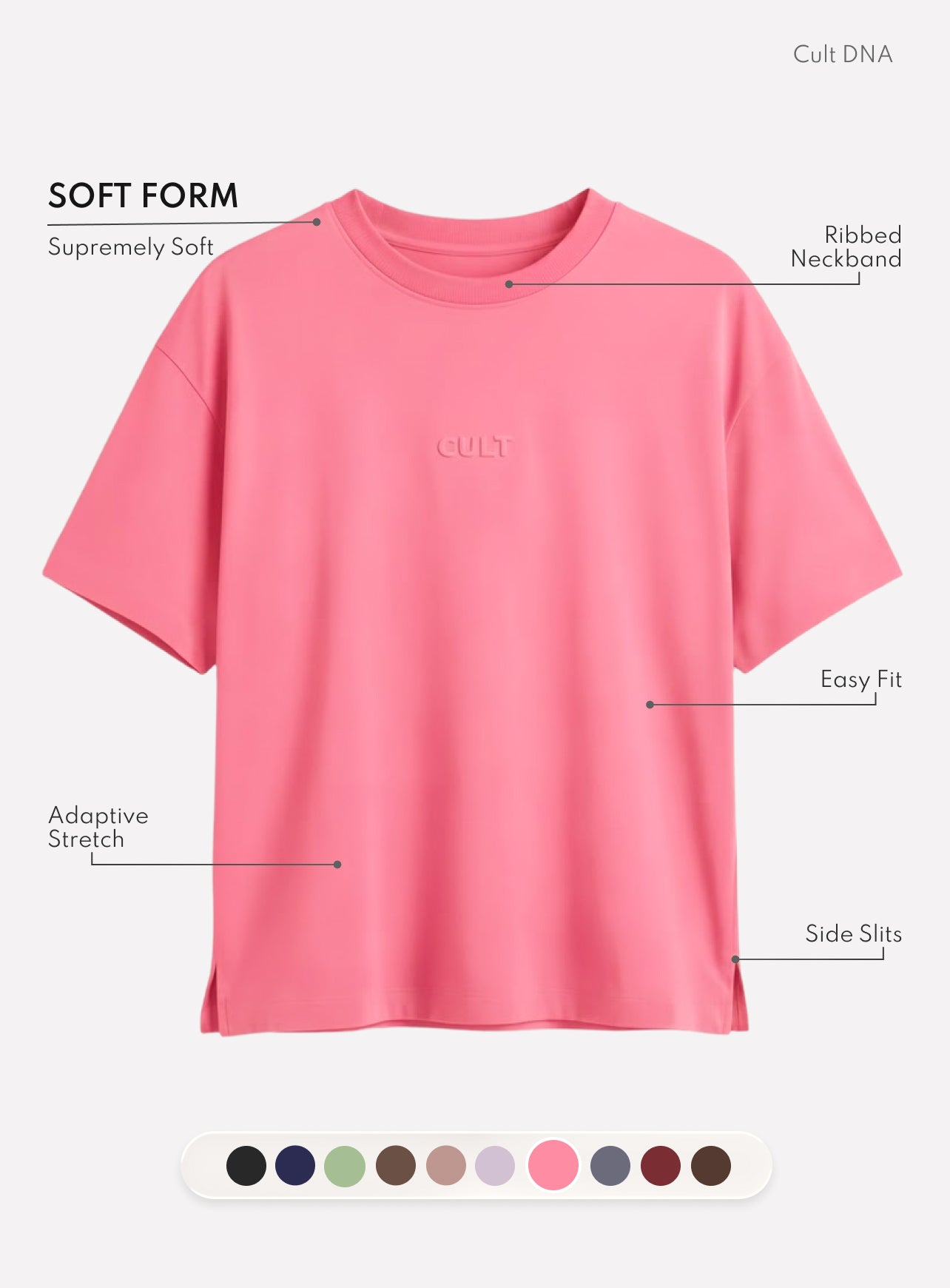 Women's Pink Soft Form Easy Fit Everyday T-shirt