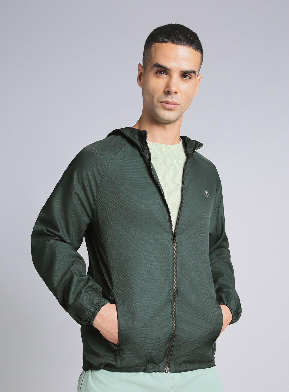 Men's Dark Green Daily Pace Packable Windbreaker Jacket