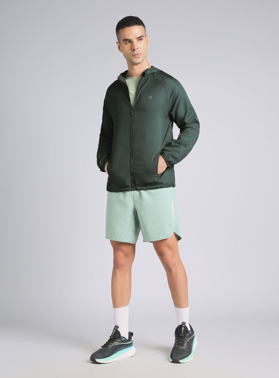 Men's Dark Green Daily Pace Packable Windbreaker Jacket