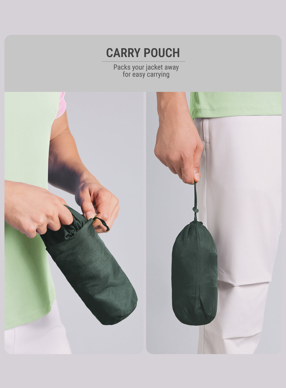 Men's Dark Green Daily Pace Packable Windbreaker Jacket
