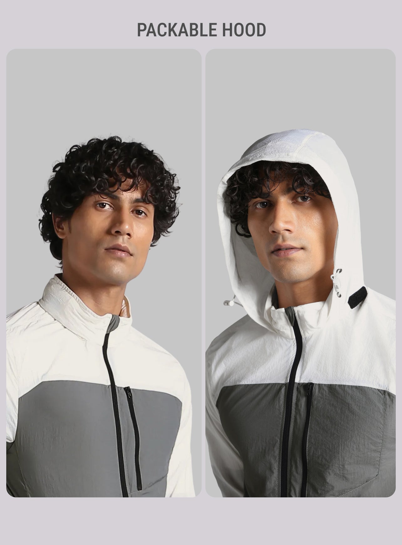 Men's Grey Daily Run Hooded Windbreaker Jacket