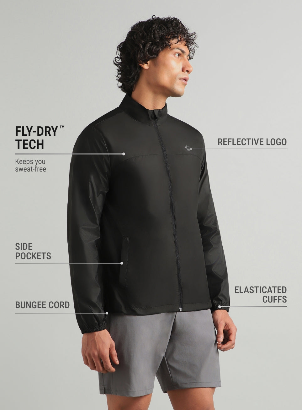 Men's Black Everyday Run Packable Windbreaker Jacket