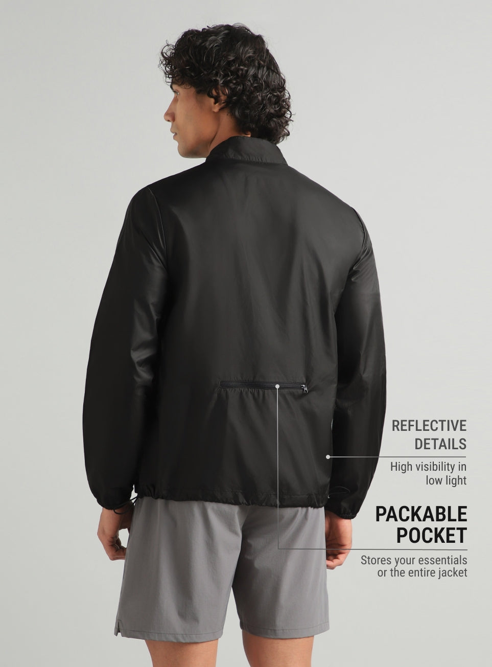 Men's Black Everyday Run Packable Windbreaker Jacket