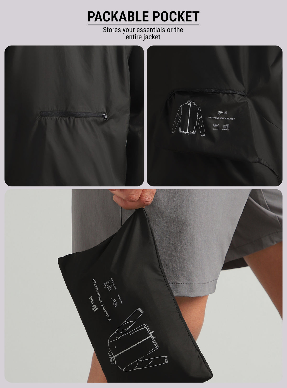 Men's Black Everyday Run Packable Windbreaker Jacket