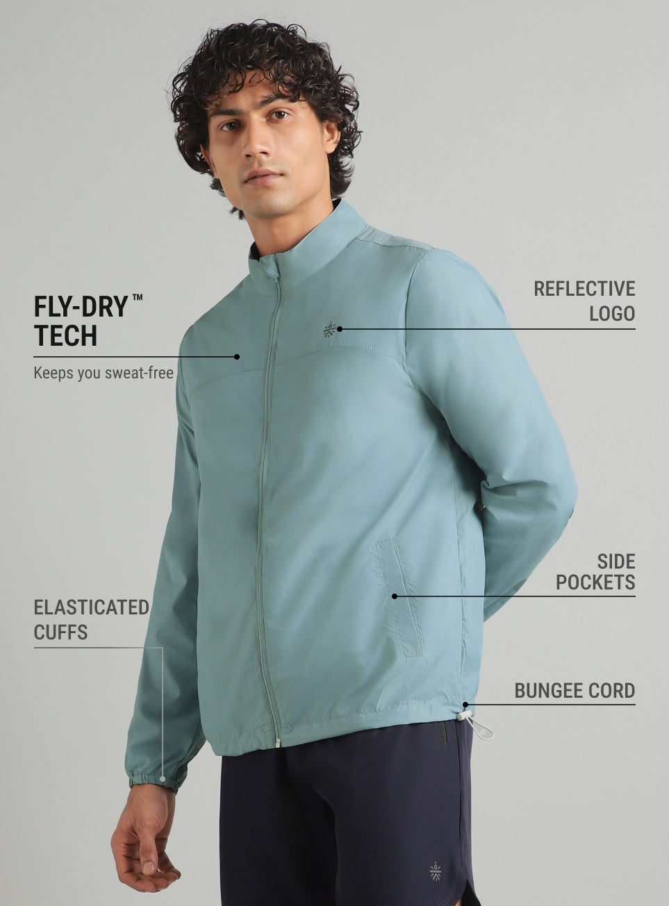 Men's Blue Everyday Run Packable Windbreaker Jacket