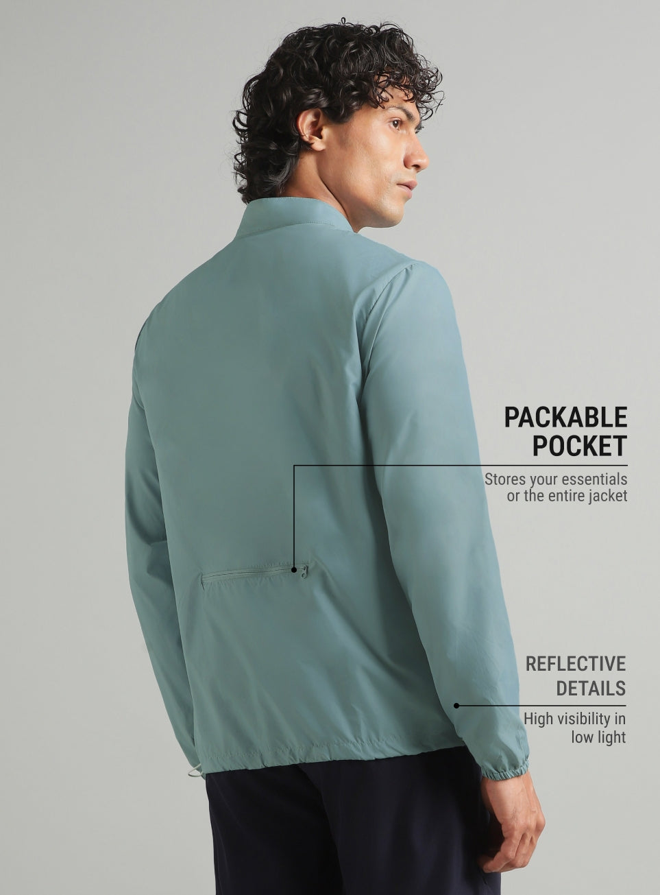 Men's Blue Everyday Run Packable Windbreaker Jacket
